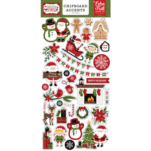 Echo Park 6&quot;x12&quot; CHRISTMAS MAGIC Chipboard Accents 34pc Scrapbooksrus 