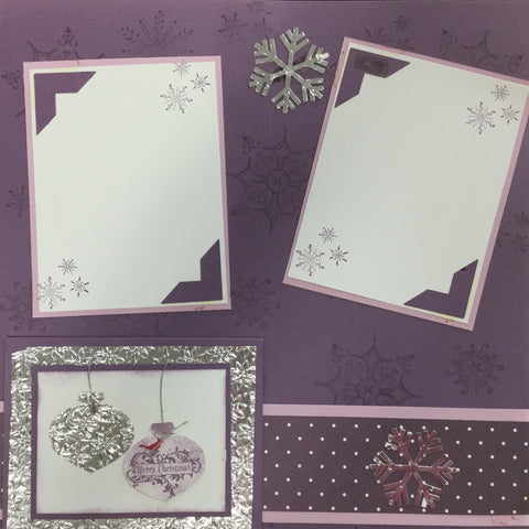 Premade Page Purple Winter MERRY CHRISTMAS (2) 12X12 Scrapbook @Scrapbooksrus