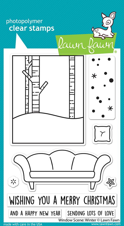 Lawn Fawn WINDOW SCENE WINTER Clear Stamps 9pc Scrapbooksrus