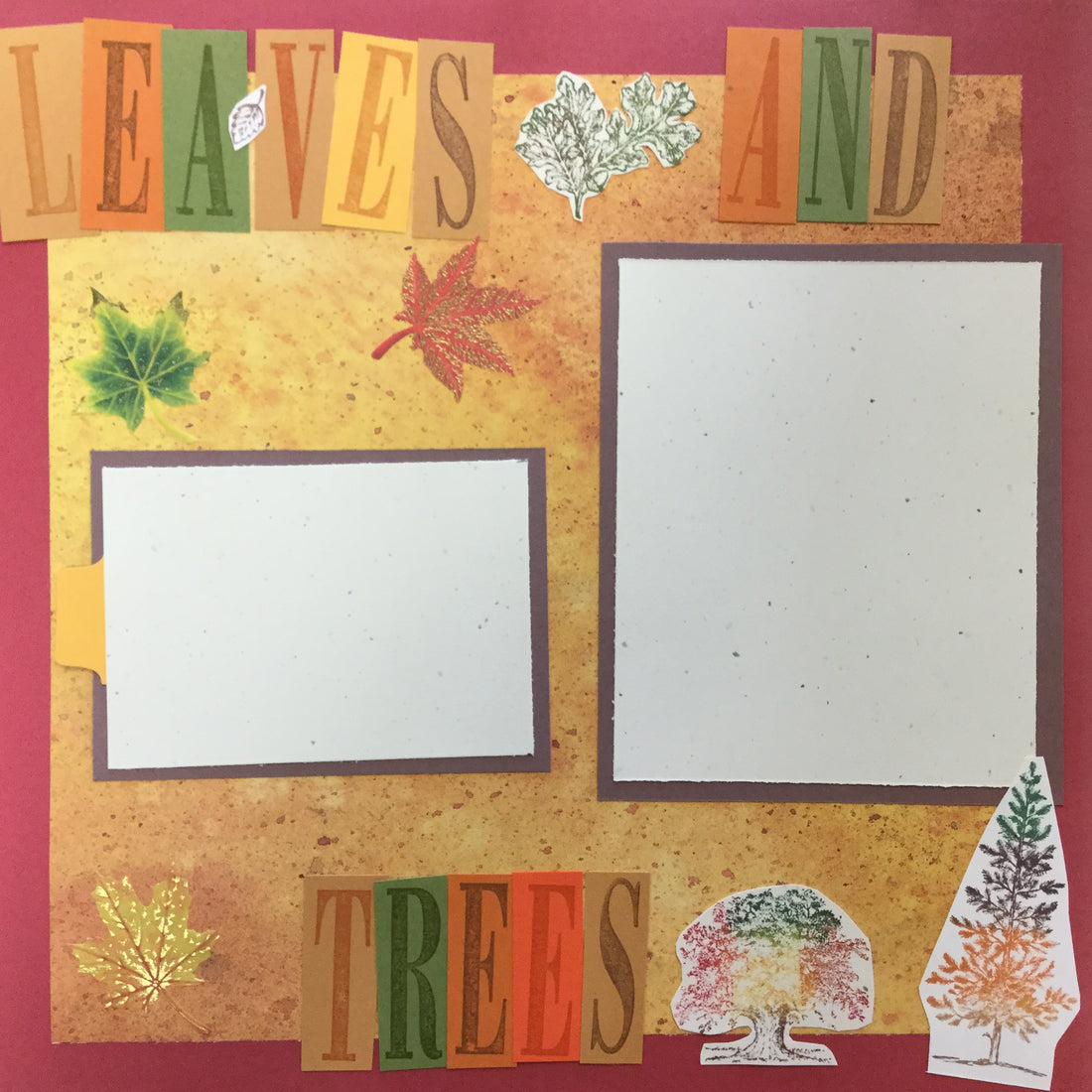 Premade Page FALL LEAVES AND TREES (2) 12X12 Scrapbook @Scrapbooksrus Scrapbooksrus 