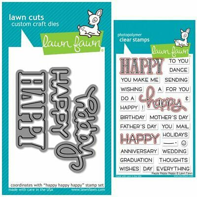 Lawn Fawn HAPPY HAPPY HAPPY Custom Craft Dies 3pc Scrapbooksrus 