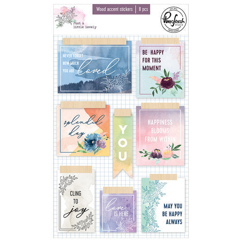 Pinkfresh Studio Just A Little Lovely WOOD ACCENT STICKERS 8 pc Scrapbooksrus