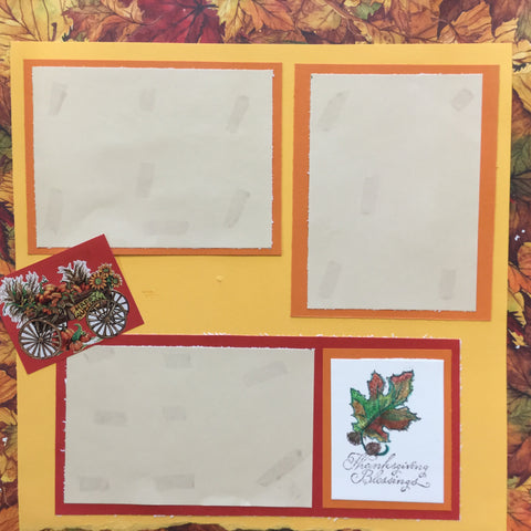 Premade Page THANKSGIVING BLESSINGS (2) 12X12 Scrapbook @Scrapbooksrus Scrapbooksrus 