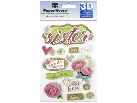 Paper House SISTERS 3D Stickers 13pc Scrapbooksrus 