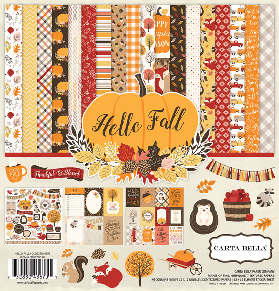 Echo Park  12&quot;x12&quot; HELLO FALL 13pc COLLECTION KIT Scrapbooksrus 