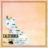 CALIFORNIA POSTAGE MAP - PEACH Double Sided 12"X12" Scrapbook Travel Paper Scrapbooksrus 