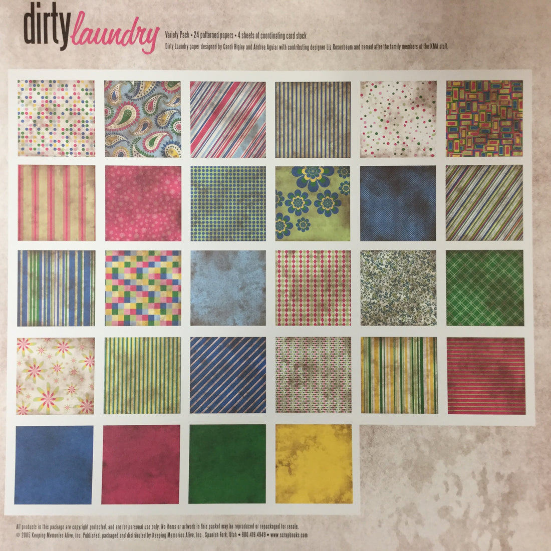KMA DIRTY LAUNDRY 12”x12” Patterned Paper Variety Pack Scrapbooksrus 