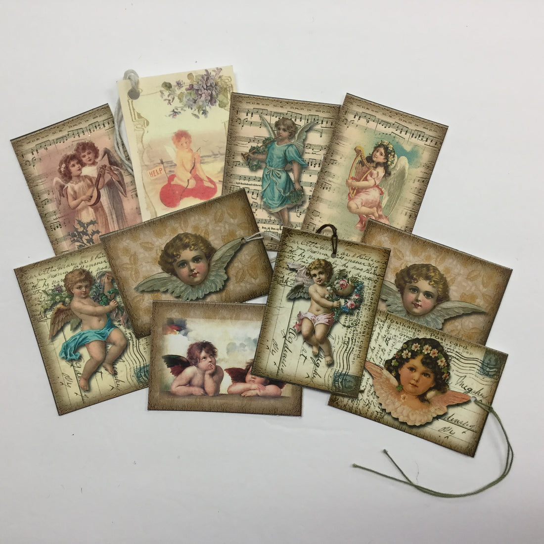 Tags &amp; Ephemera 7pc VINTAGE CHERUBS &amp; ANGELS Scrapbooksrus 