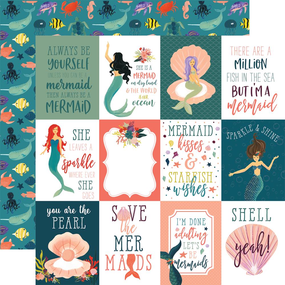 Echo Park Mermaid Tales 3x4 JOURNALING CARDS 12&quot;x12&quot; Paper Scrapbooksrus 