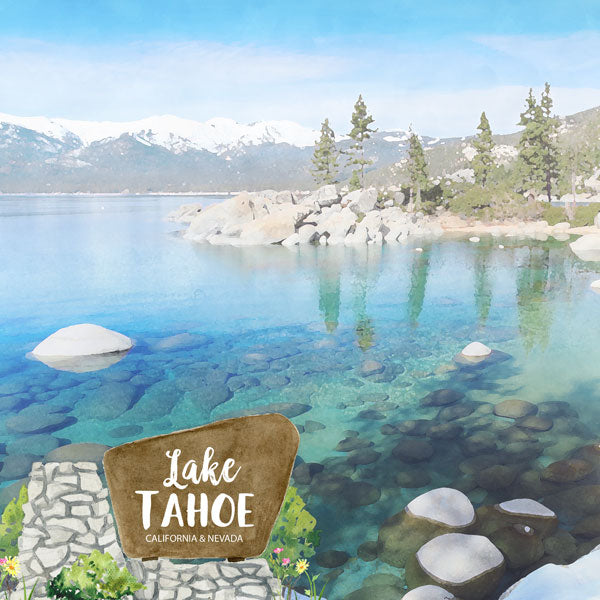 Nevada LAKE TAHOE California and Nevada Double Sided 12&quot;X12&quot; Scrapbook Paper Scrapbooksrus 