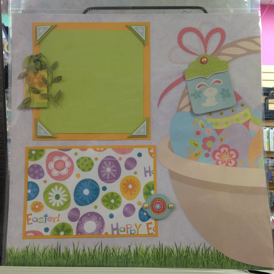 Page Kit (2) 12x12 Scrapbook Premade HAPPY EASTER BASKET - Scrapbooksrus Vegas&