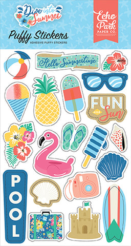 Echo Park Dive Into Summer PUFFY STICKERS 20pc Scrapbooksrus 