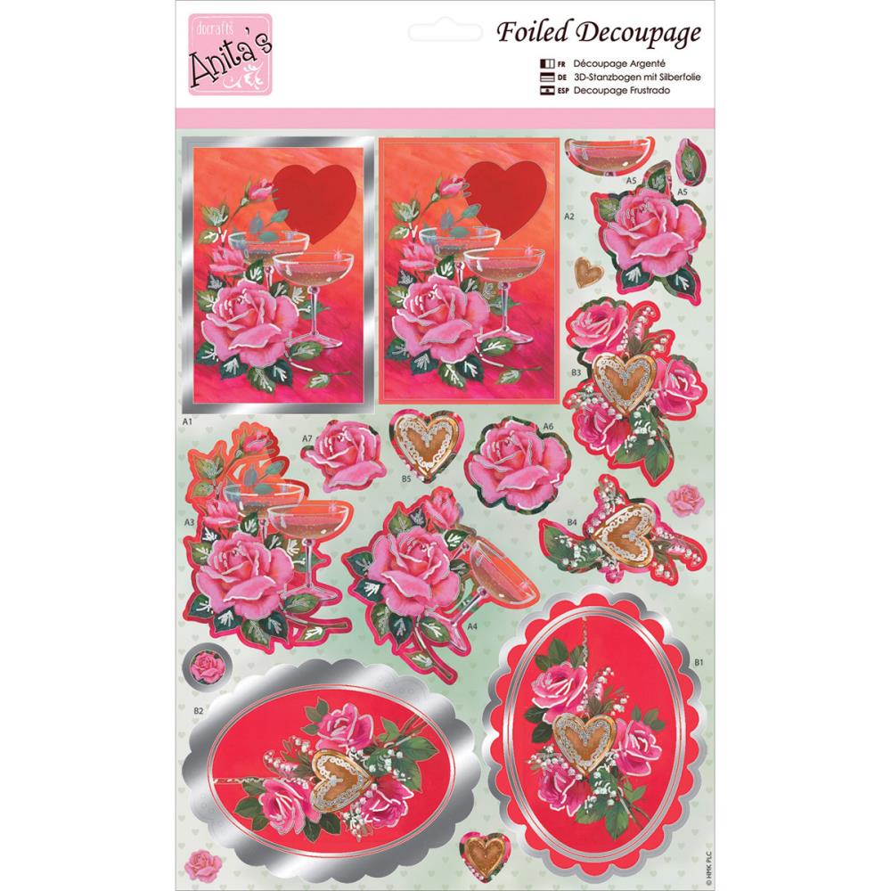 Docrafts Anita’s CHAMPAGNE ROSES Foiled Decoupage
