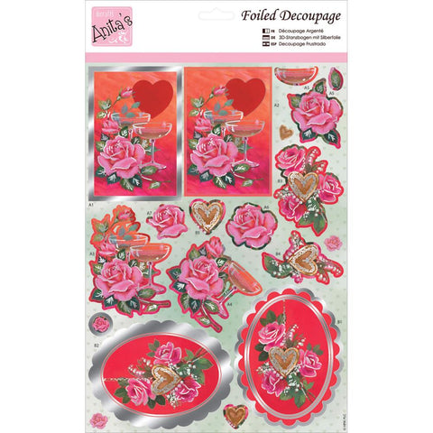 Docrafts Anita’s CHAMPAGNE ROSES Foiled Decoupage