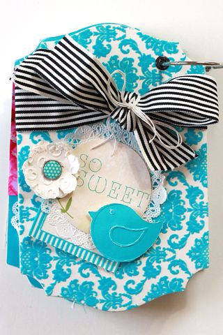 My Mind’s Eye Lush TURQUOISE DAMAMSK 6”x9” Chipboard Album Scrapbooksrus 