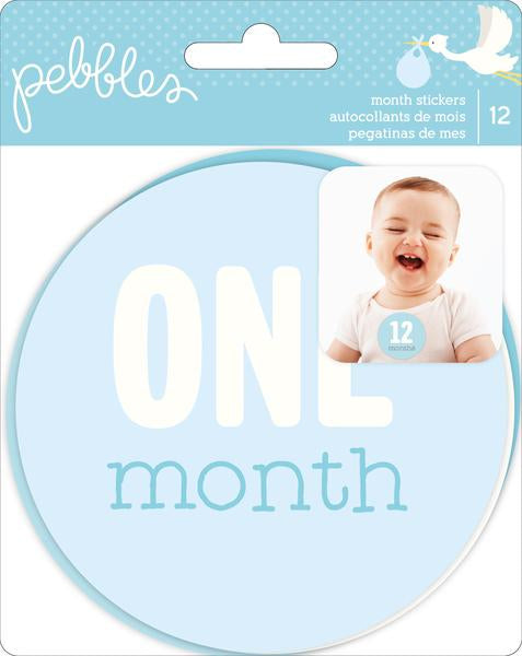 Pebbles Lullaby MONTH STICKERS BOY First Year Age 12pc