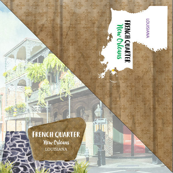 Louisiana FRENCH QUARTER NEW ORLEANS Watercolor 12&quot;X12&quot; Scrapbook Paper Scrapbooksrus 