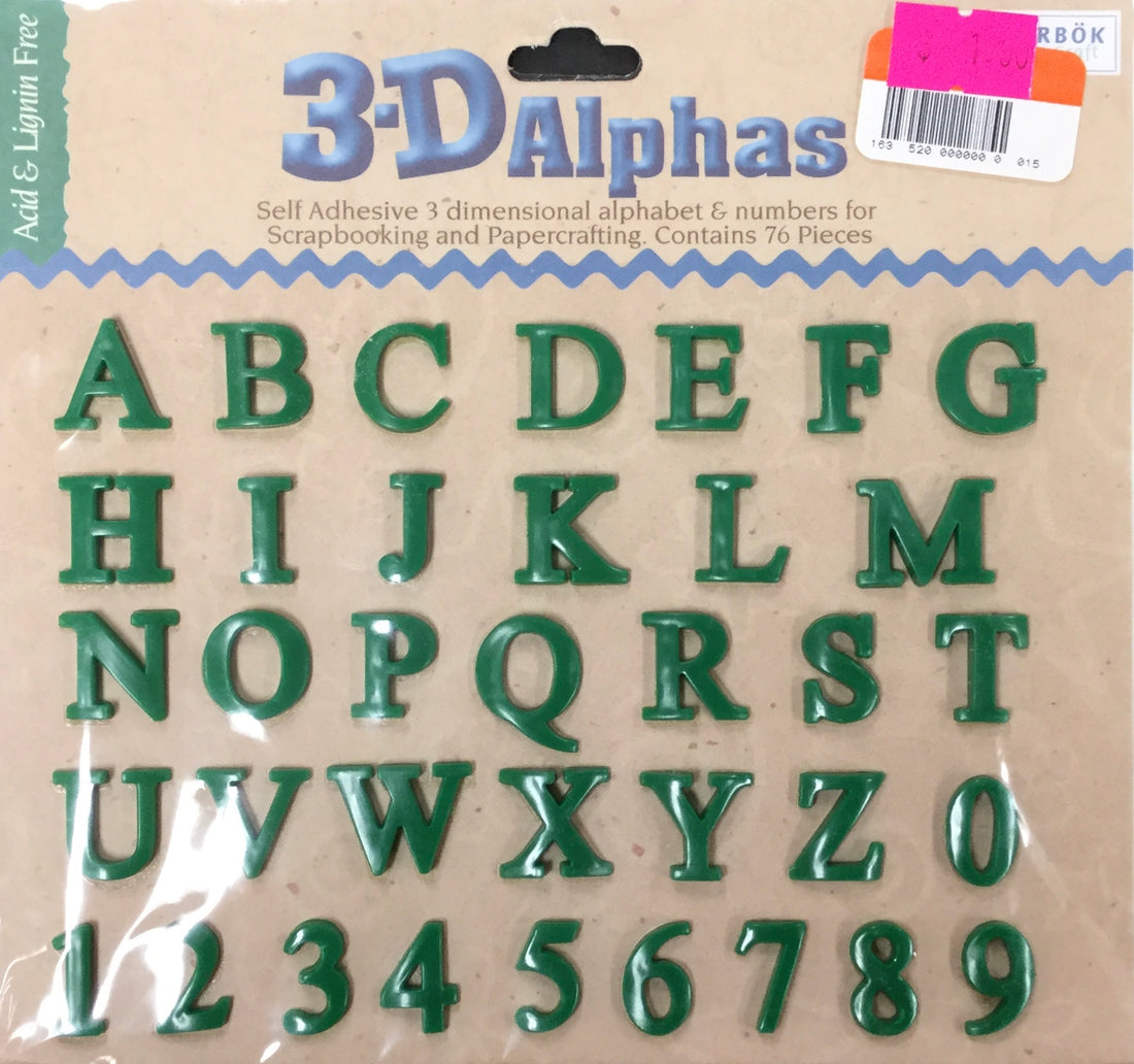 Colorbok Memory Craft 3D ALPHAS 76pc Dark Green