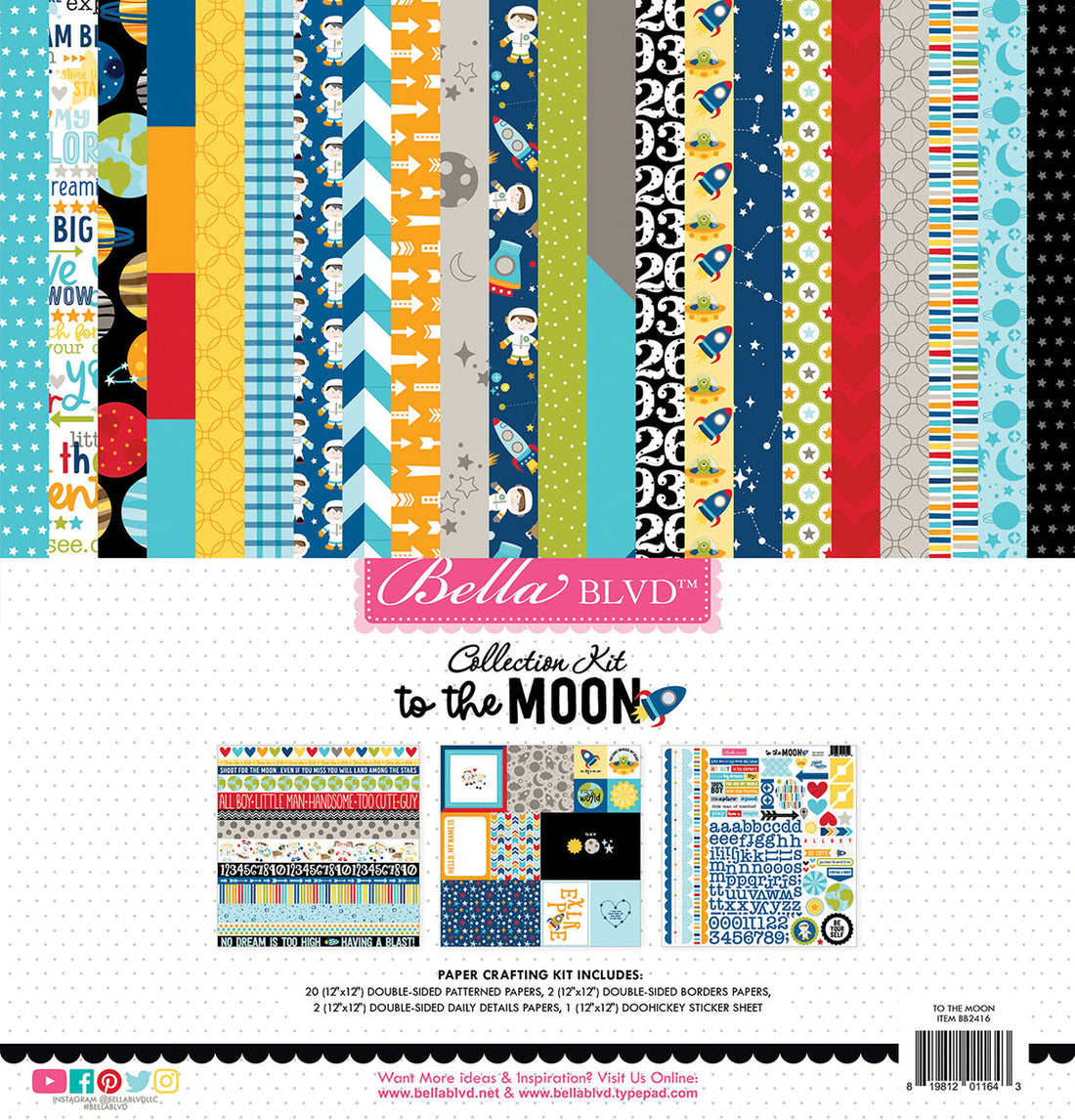 Carta Bella 12&quot;x12&quot; TO THE MOON 13pc COLLECTION KIT Scrapbooksrus 