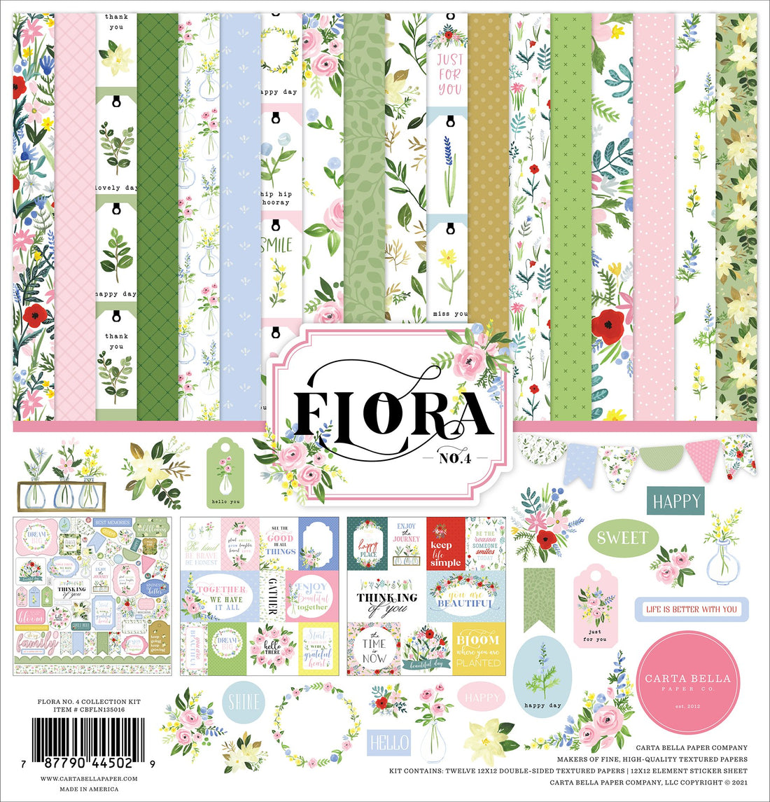 Carta Bella 12&quot;x12&quot; FLORA NO. 4 COLLECTION KIT 13pc Scrapbooksrus 