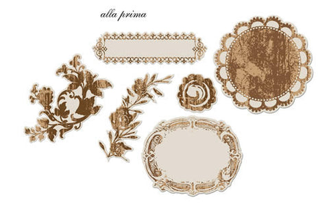 Prima ALLA Antique Mirror Embellishments 6pc Scrapbooksrus 