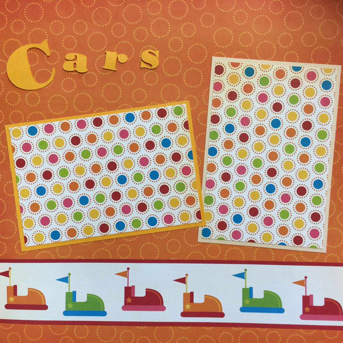 Premade BUMPER CARS(2) 12”X12” Scrapbook Pages Scrapbooksrus