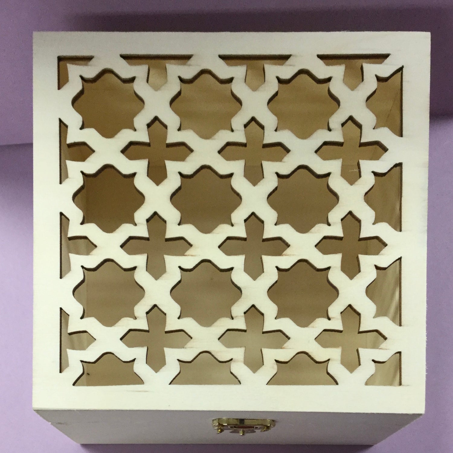 Darice Unfinished Wood Box SQUARE Laser Cut Top Scrapbooksrus 