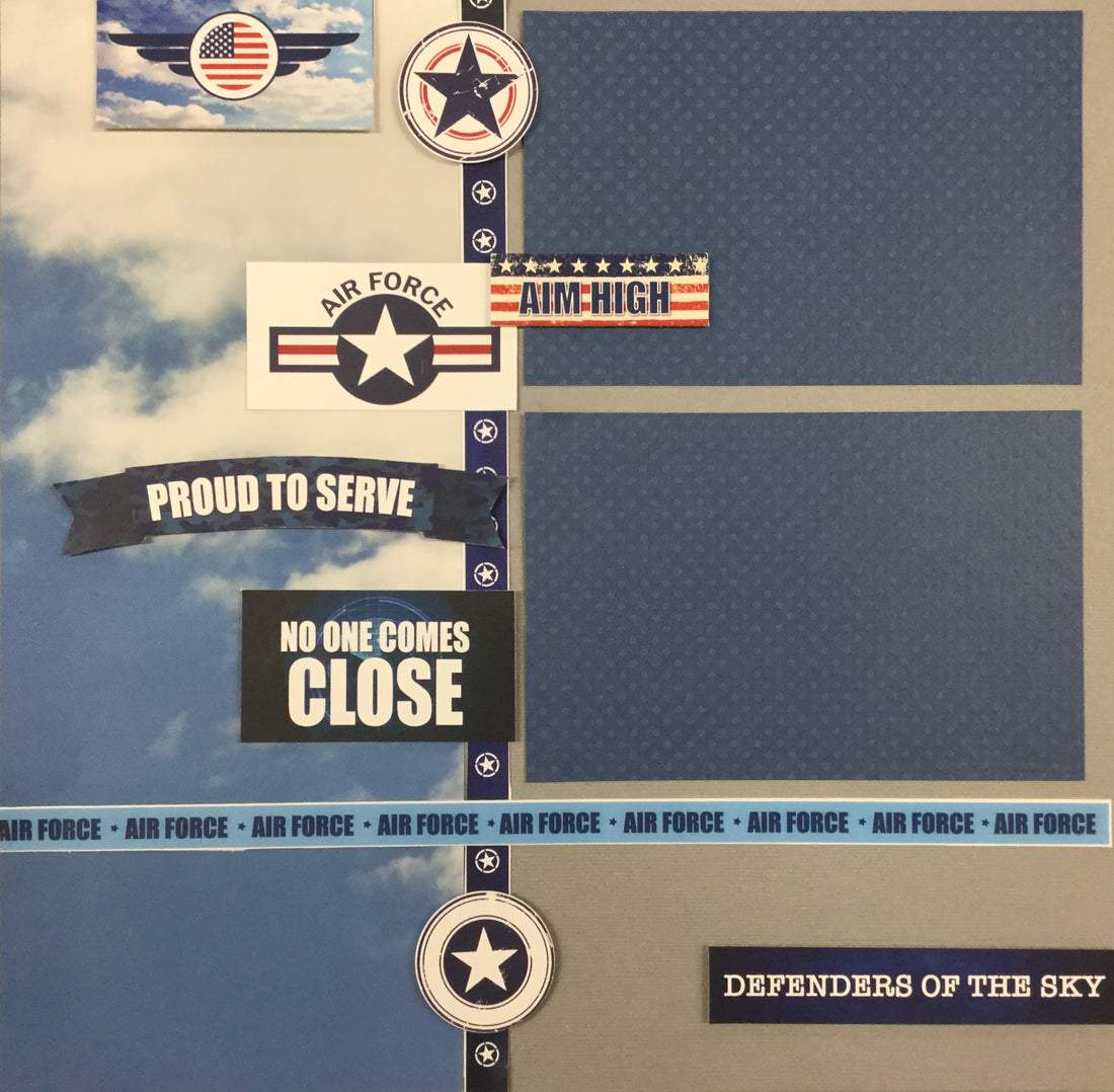 Premade Page (2) 12X12 AIR FORCE Scrapbook @Scrapbooksrus Scrapbooksrus 