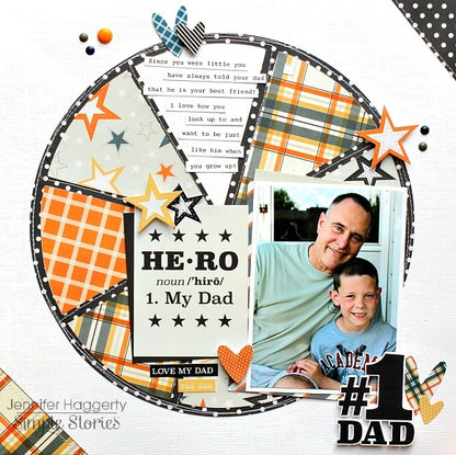 Simple Stories Dad Life MY HERO 12x12 Scrapbook Paper Scrapbooksrus 