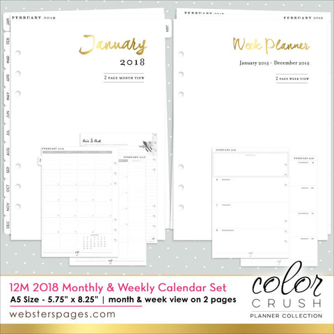 Webster’s Pages Color Crush Planner A5 DATED CALENDAR 2018
