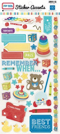 Echo Park 6&quot;x12&quot; TOY BOX Sticker Accents 36pc Scrapbooksrus 