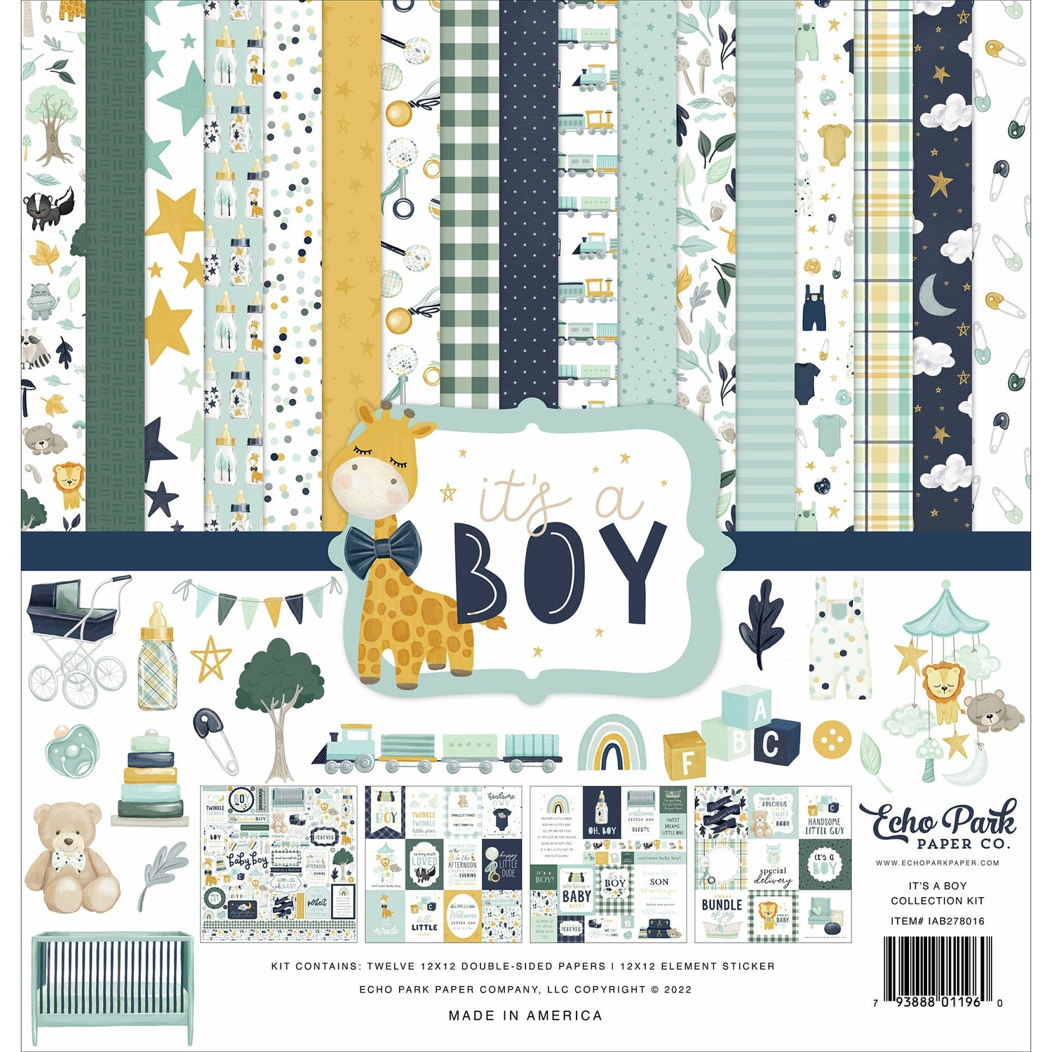 Echo Park IT’S A BOY 12&quot;X12&quot; Collection Kit Scrapbooksrus 