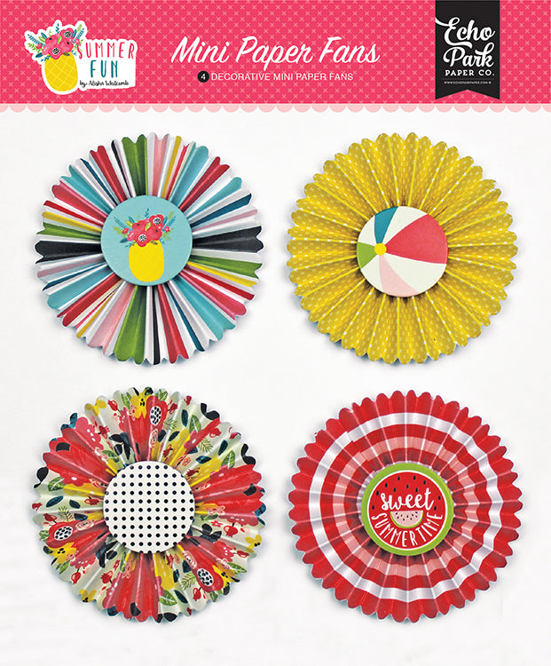 Echo Park Summer Fun MINI PAPER FANS 4pc