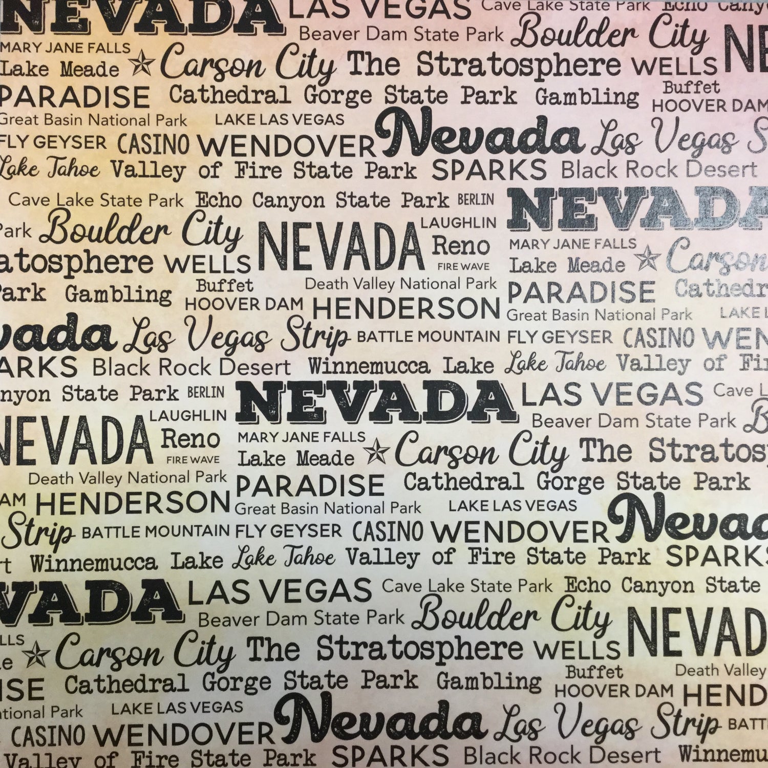 NEVADA POSTAGE MAP - PEACH Double Sided 12&quot;X12&quot; Scrapbook Travel Paper Scrapbooksrus 