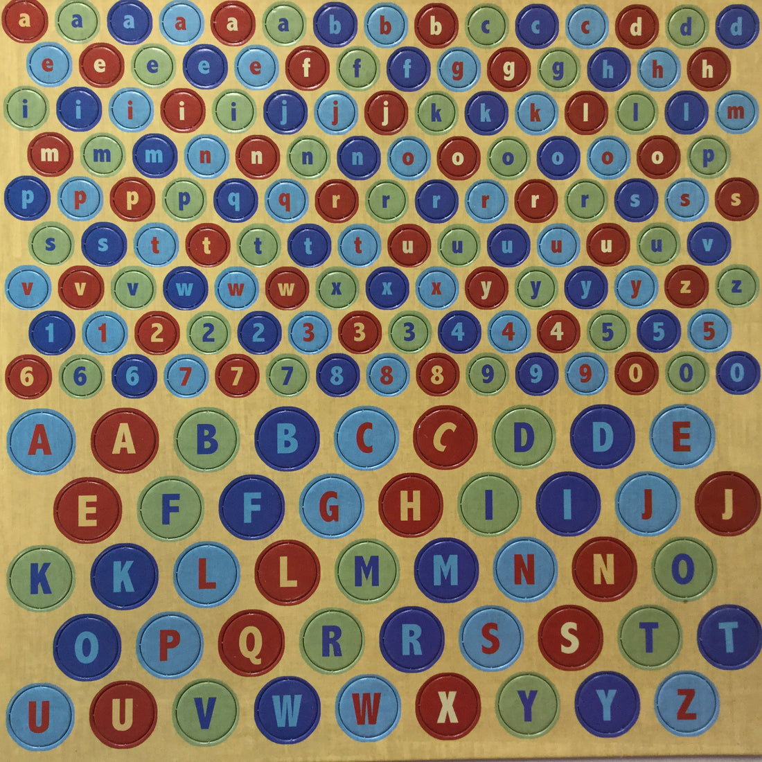 Red &amp; Blue Round Chipboard Upper &amp; Lowercase Alphabets 12” x 12” Sheet Scrapbooksrus 