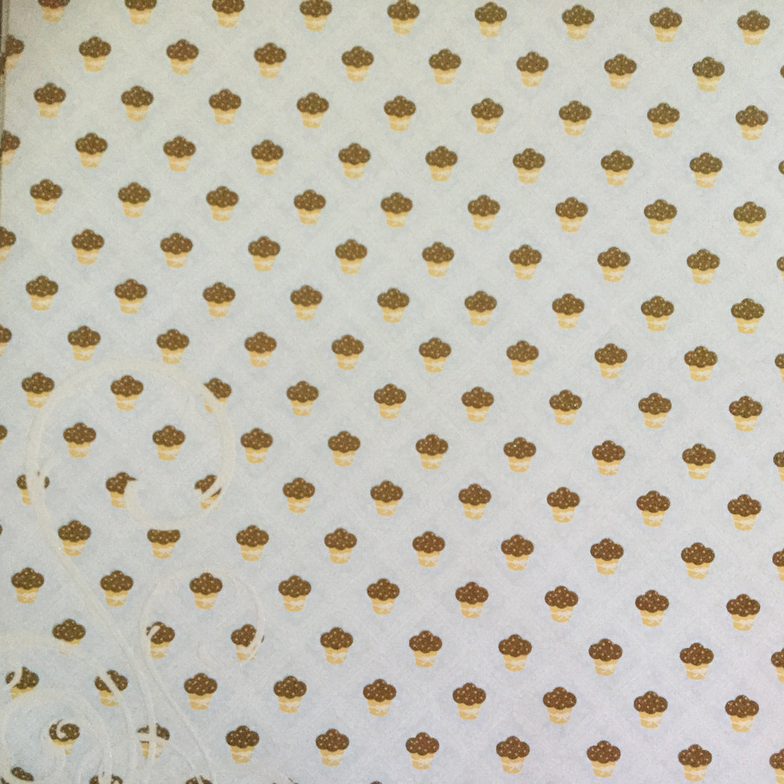 DCWV Sweet Cupcakes BLUE GLITTER 12”x12” Scrapbook Paper Scr