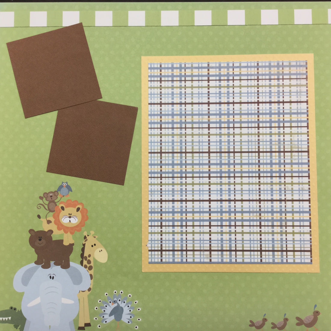 Premade BABY ANIMALS (2) 12”X12” Scrapbook Pages Scrapbooksrus