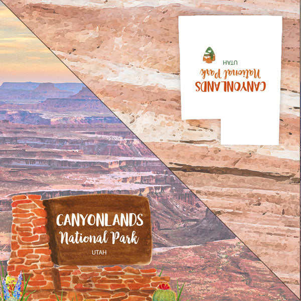 CANYONLANDS National Park Watercolor 12&quot;X12&quot; Scrapbook Paper Scrapbooksrus 