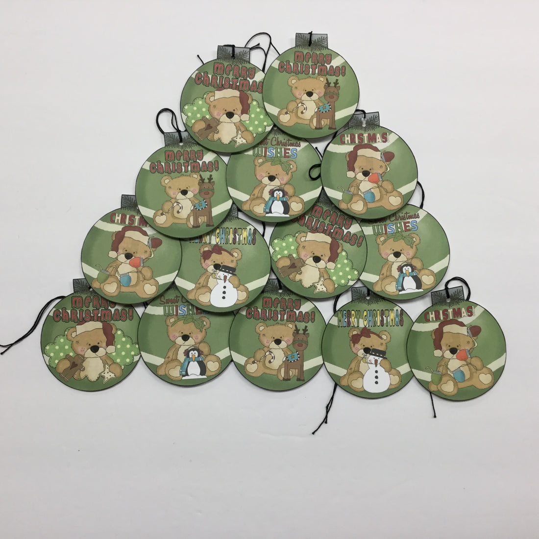 Tags &amp; Ephemera 14pc CHRISTMAS TEDDY BEAR ORNAMENT TAGS Scrapbooksrus 