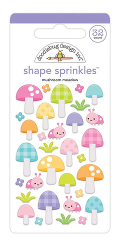 Doodlebug  Fairy Garden MUSHROOM MEADOW Shape Sprinkles 32pc Scrapbooksrus 