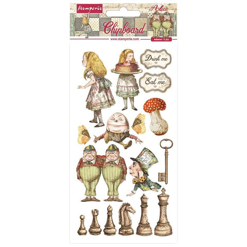 Stamperia Alice In Wonderland THROUGH THE LOOKING GLASS Chipboard Stickers Scrapbooksrus 