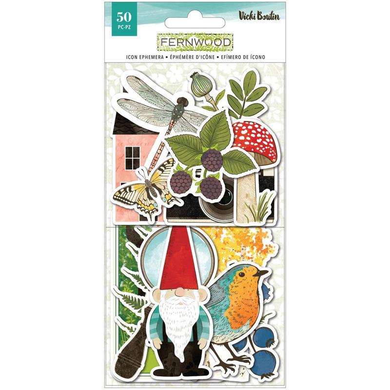 American Crafts Vicki Boutin FERNWOOD Icon Ephemera DieCuts 50pc Scrapbooksrus