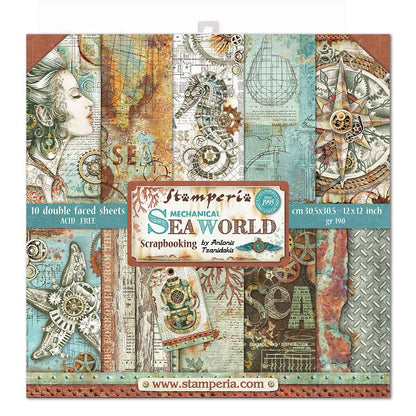 Stamperia MECHANICAL SEA WORLD 12&quot;X12&quot; Paper Pad Scrapbooksrus 