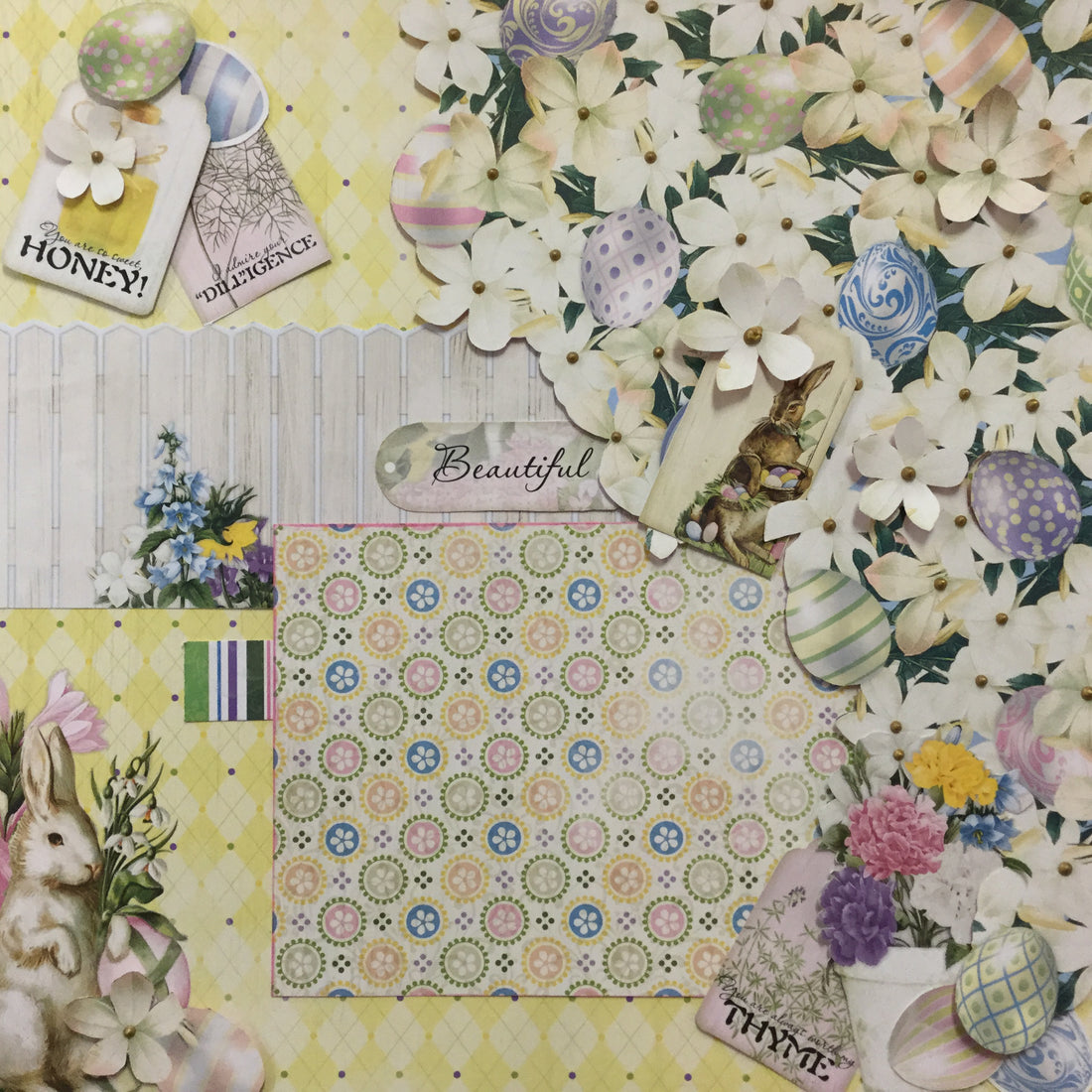 Bo Bunny BEAUTIFUL COTTONTAIL Single Layout Page Kit Scrapbooksrus