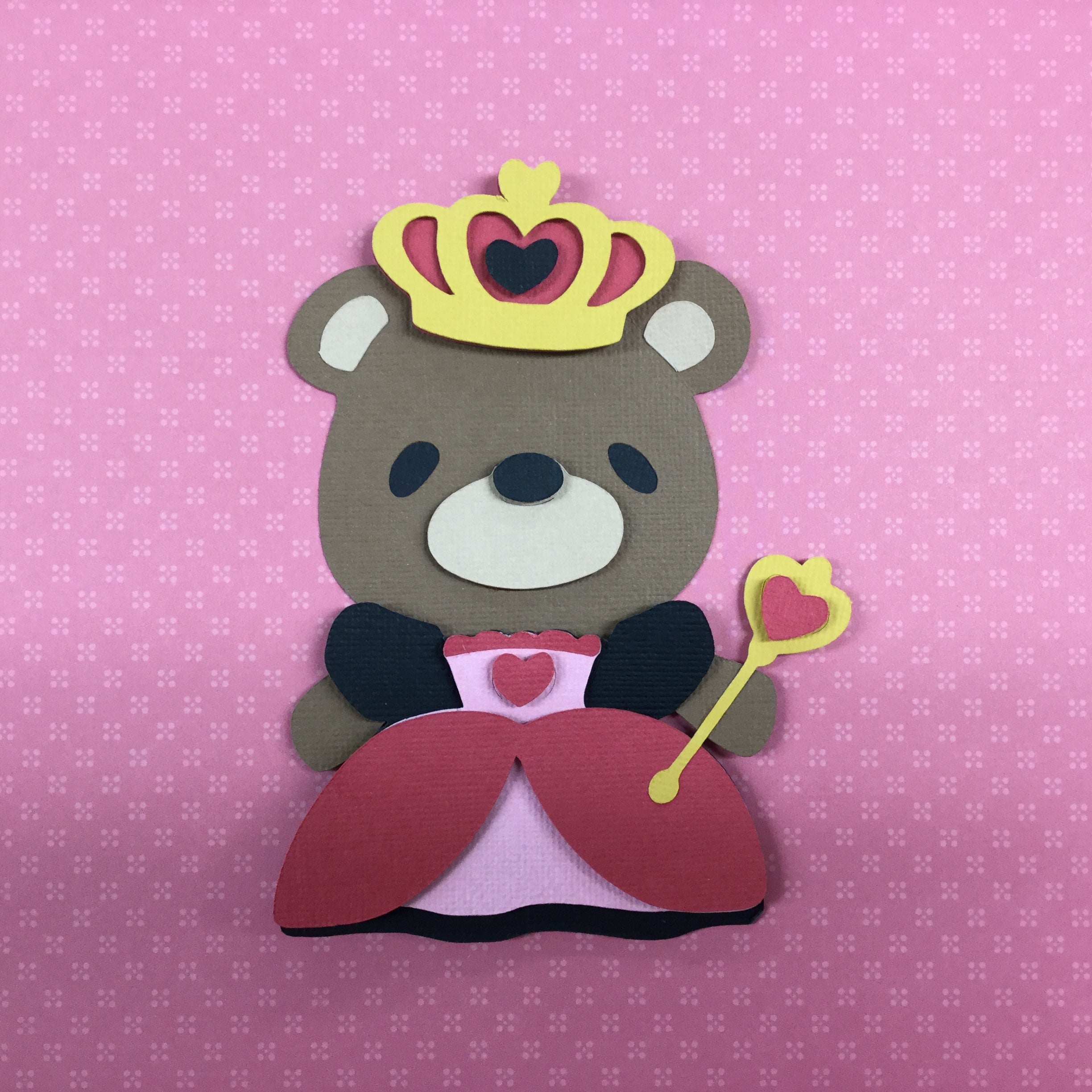 Custom Teddy Bear QUEEN OF HEARTS Die Cut Scrapbooksrus 