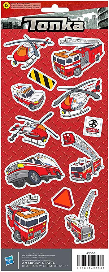 American Crafts Tonka EMERGENCY TRUCKS Stickers 12pc Scrapbooksrus 