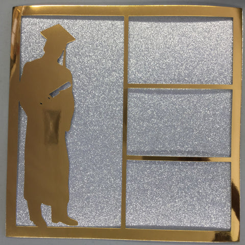 Page Frame GRADUATION Boy Gold Foil 12"x12" Scrapbook Overlay
