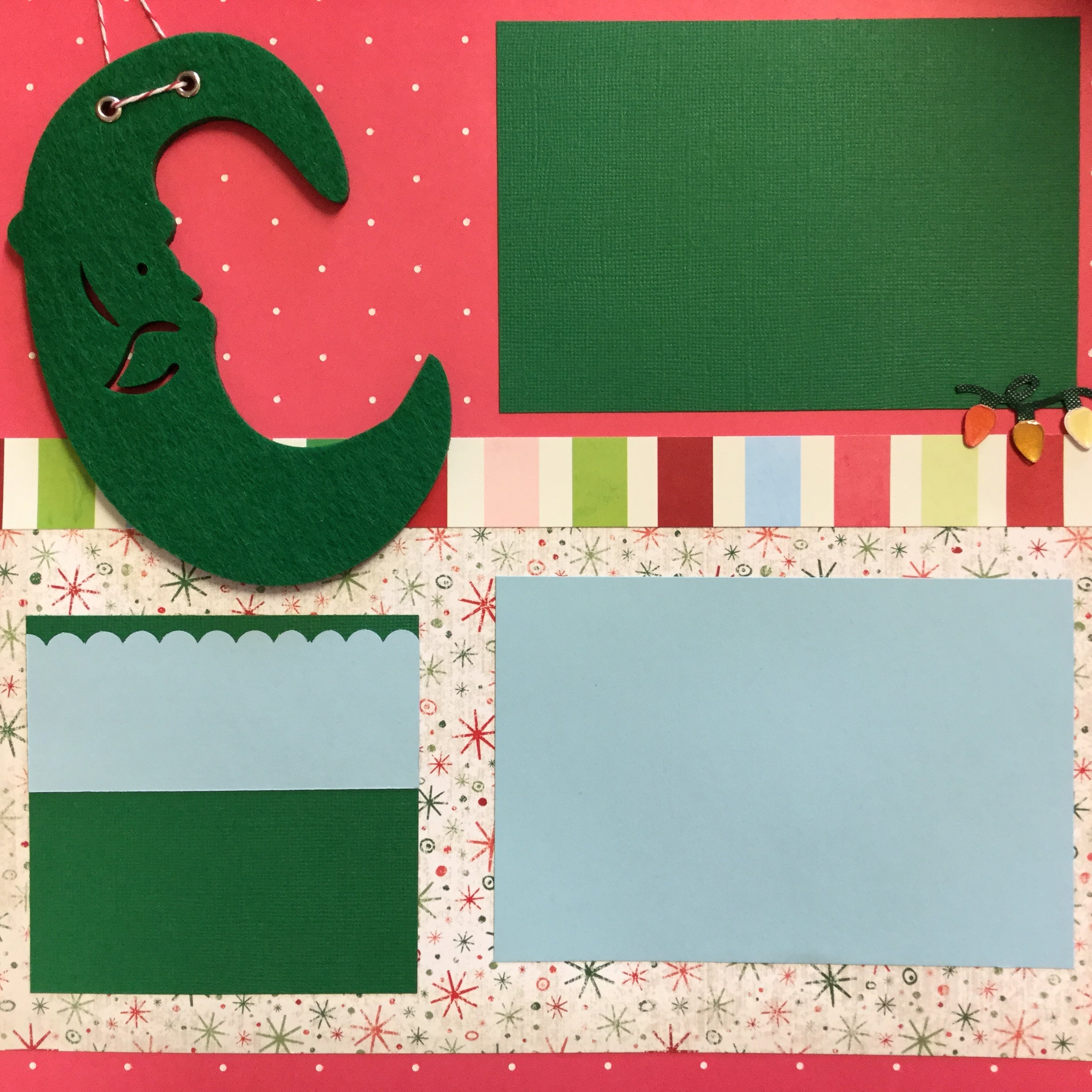 Premade CHRISTMAS STOCKING (2) 12”X12” Scrapbook Pages Scrapbooksrus 