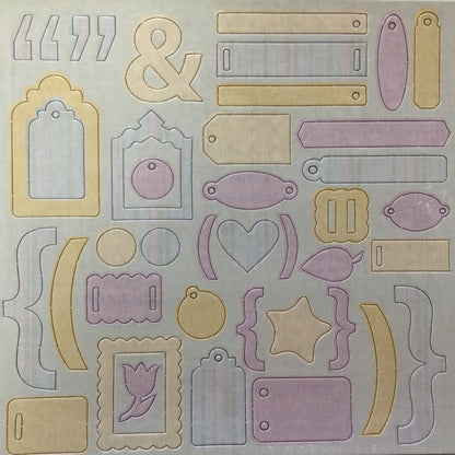 Pastel Chipboard Charm Brackets &amp; Labels 12” x 12” Sheet Scrapbooksrus 