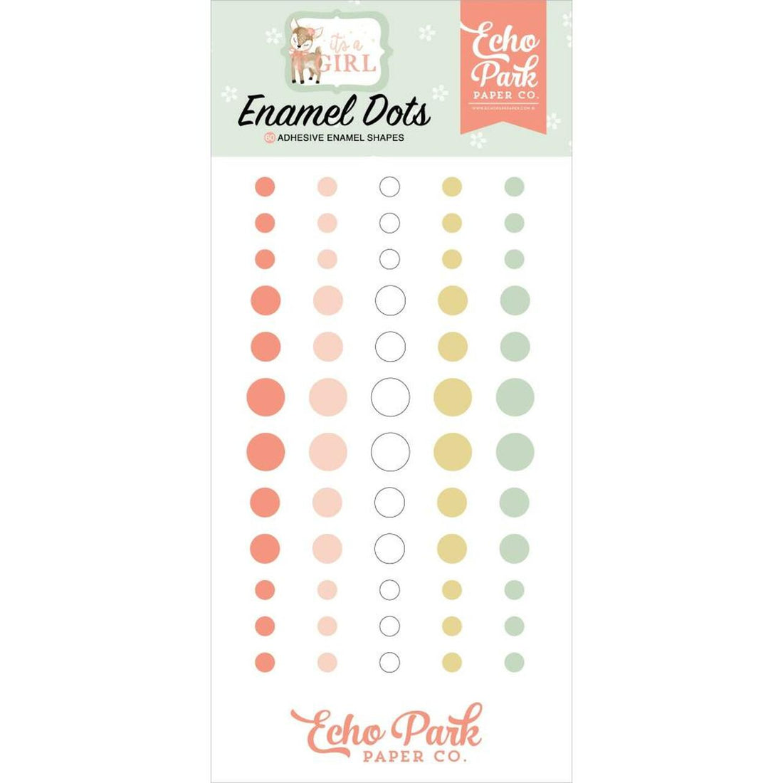 Echo Park IT’S A GIRL Enamel Dots 60pc Scrapbooksrus 